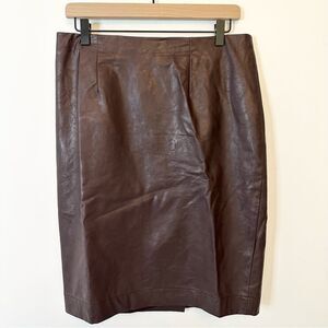Ann Taylor, deep mahogany, faux, leather pencil skirt, size 12